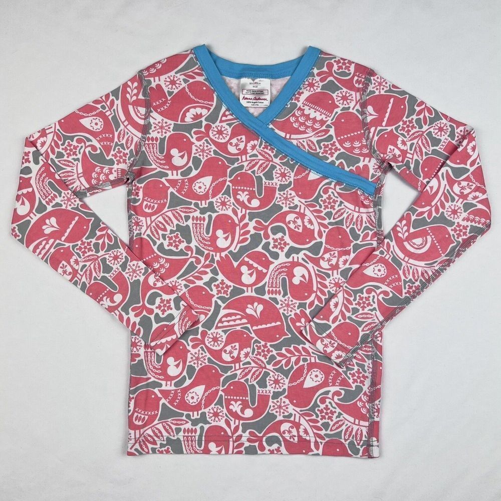 Hanna Andersson 10 Organic Cotton Pink Bird Long Sleeve Pajama 140 cm Shirt